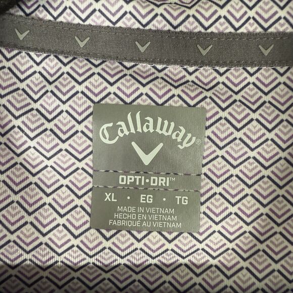 Callaway Golf Polo Men's XL Purple Print Short Sleeve Opti Dri Collared - Picture 2 of 11